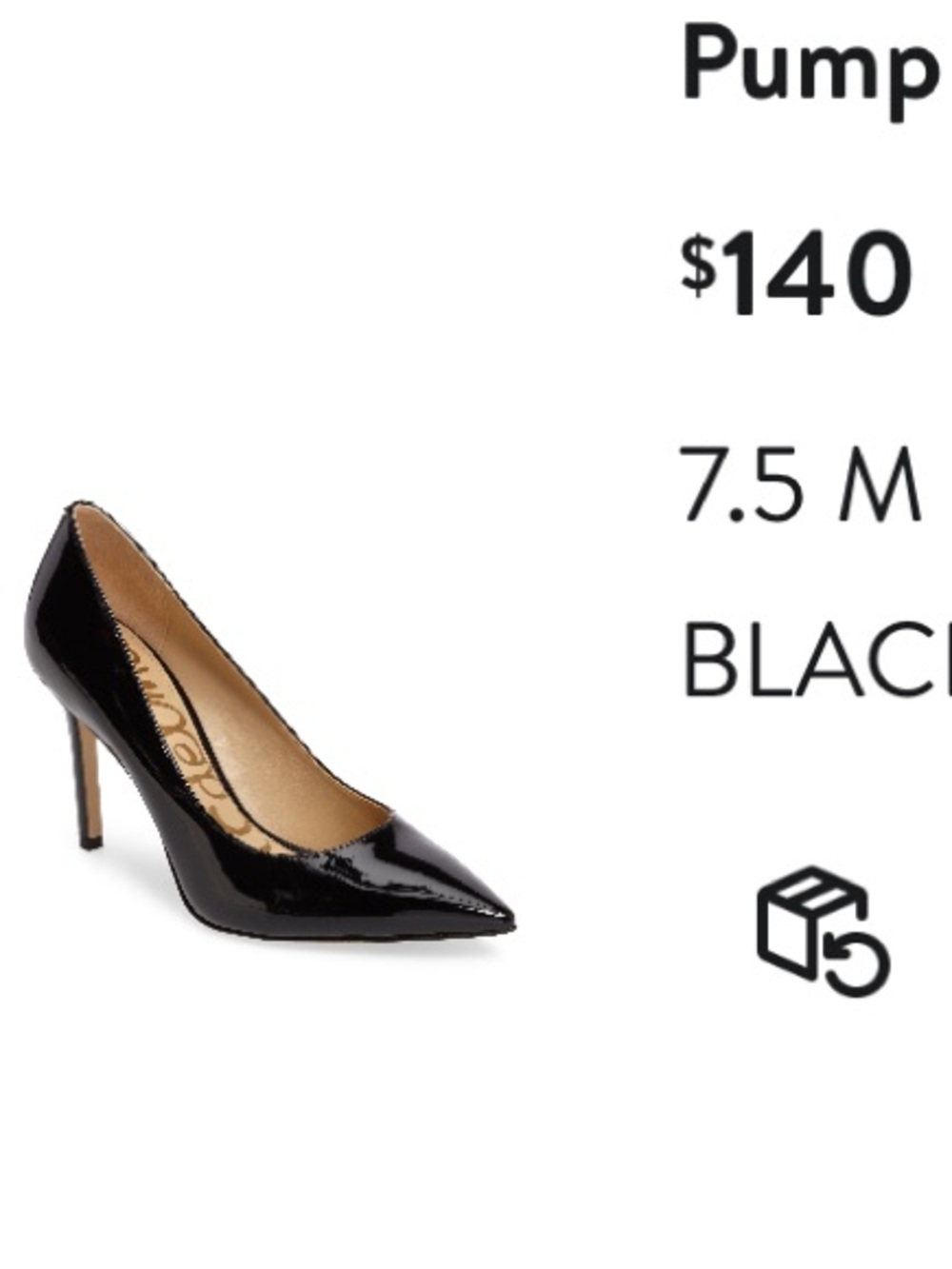 Sam Edelman Black Patent Pointed Toe Pump